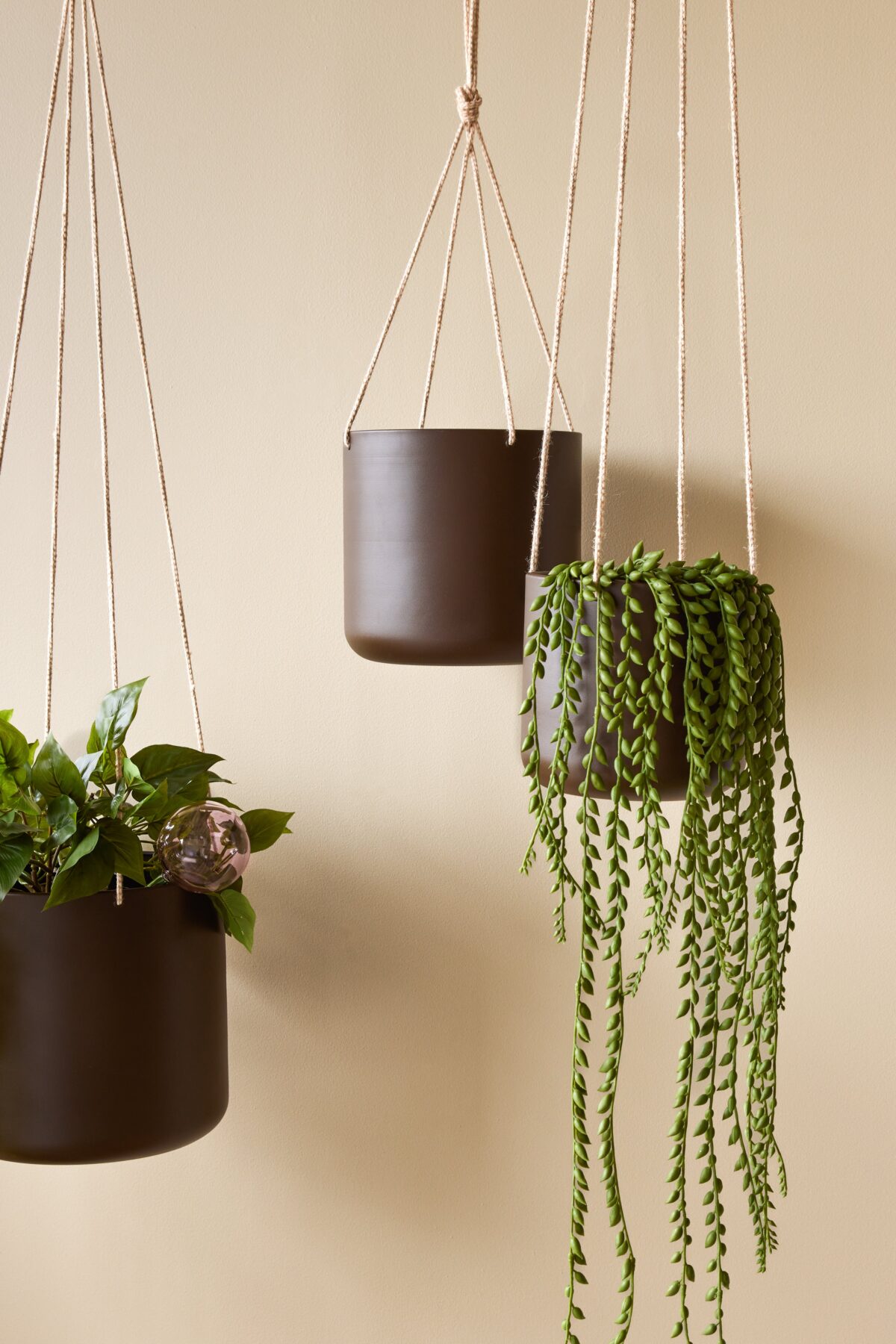 Bloom Hængepotte Large Brun (sæt af 3) – ø17xh16, ø21xh20, ø25xh24cm