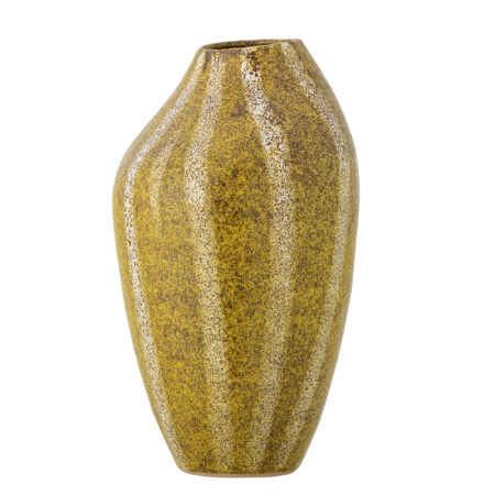 Bloomingville - Abella Vase, Gul, Stentøj, D21xH35,5 cm
