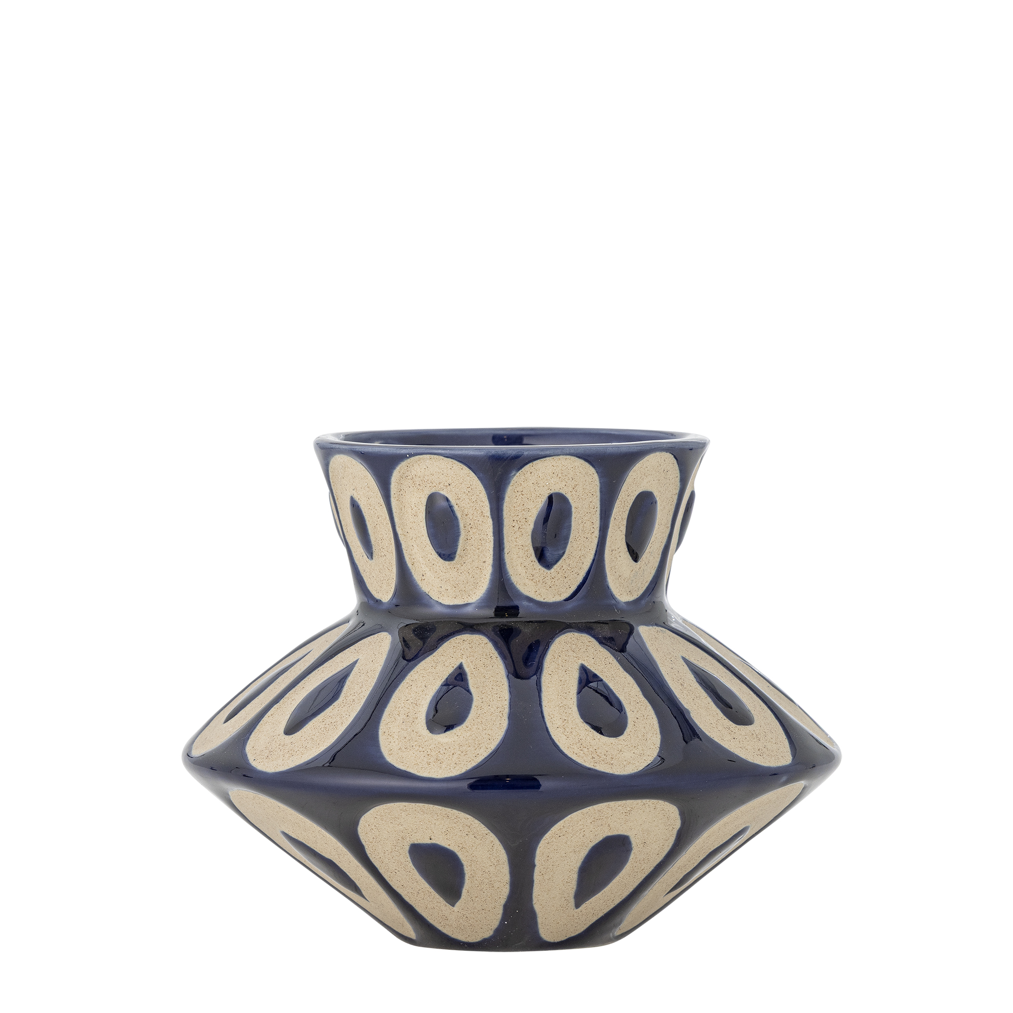 Bloomingville - Bashir Vase, Blå, Stentøj, D16xH12 cm Bloomingville - Bashir Vase, Blå, Stentøj, D16xH12 cm