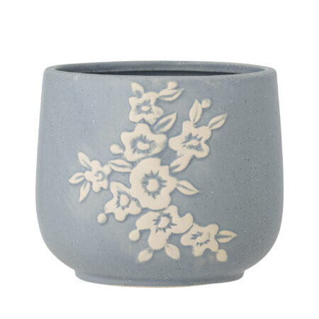 Bloomingville - Betino Urtepotteskjuler, Blå, Stentøj, D16xH13,5 cm