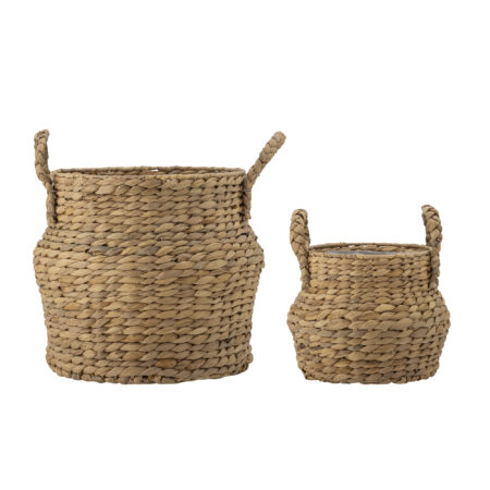 Bloomingville - Bjorn Kurv, Natur, Vandhyacint, D26xH26 / D37xH36 cm, Set of 2