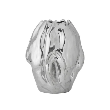 Bloomingville - Bobby vase, stentøj, sølvfarvet, højde 29 cm