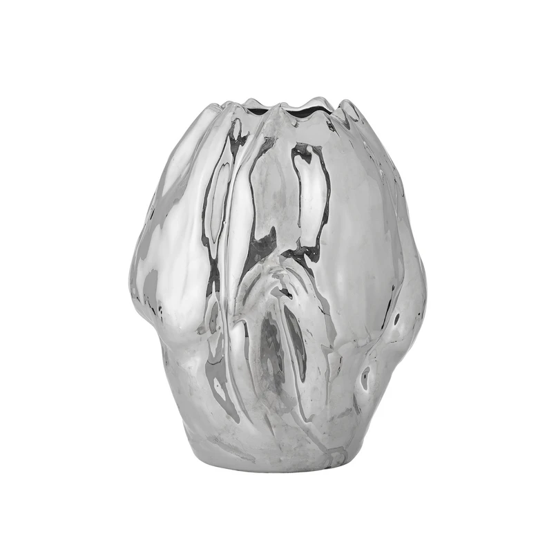 Bloomingville - Bobby vase, stentøj, sølvfarvet, højde 29 cm Bloomingville - Bobby vase, stentøj, sølvfarvet, højde 29 cm