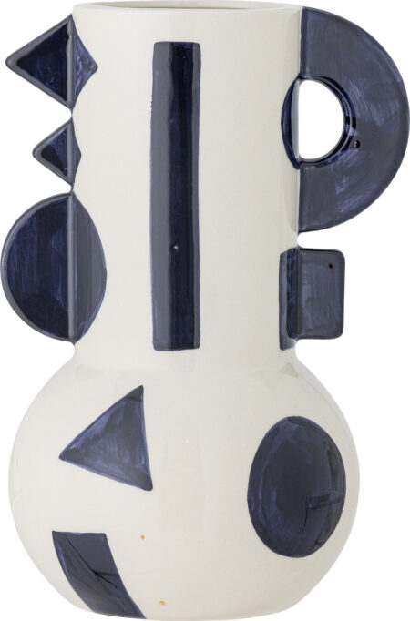 Bloomingville - Graphica Vase - Blå - Stentøj Keramik