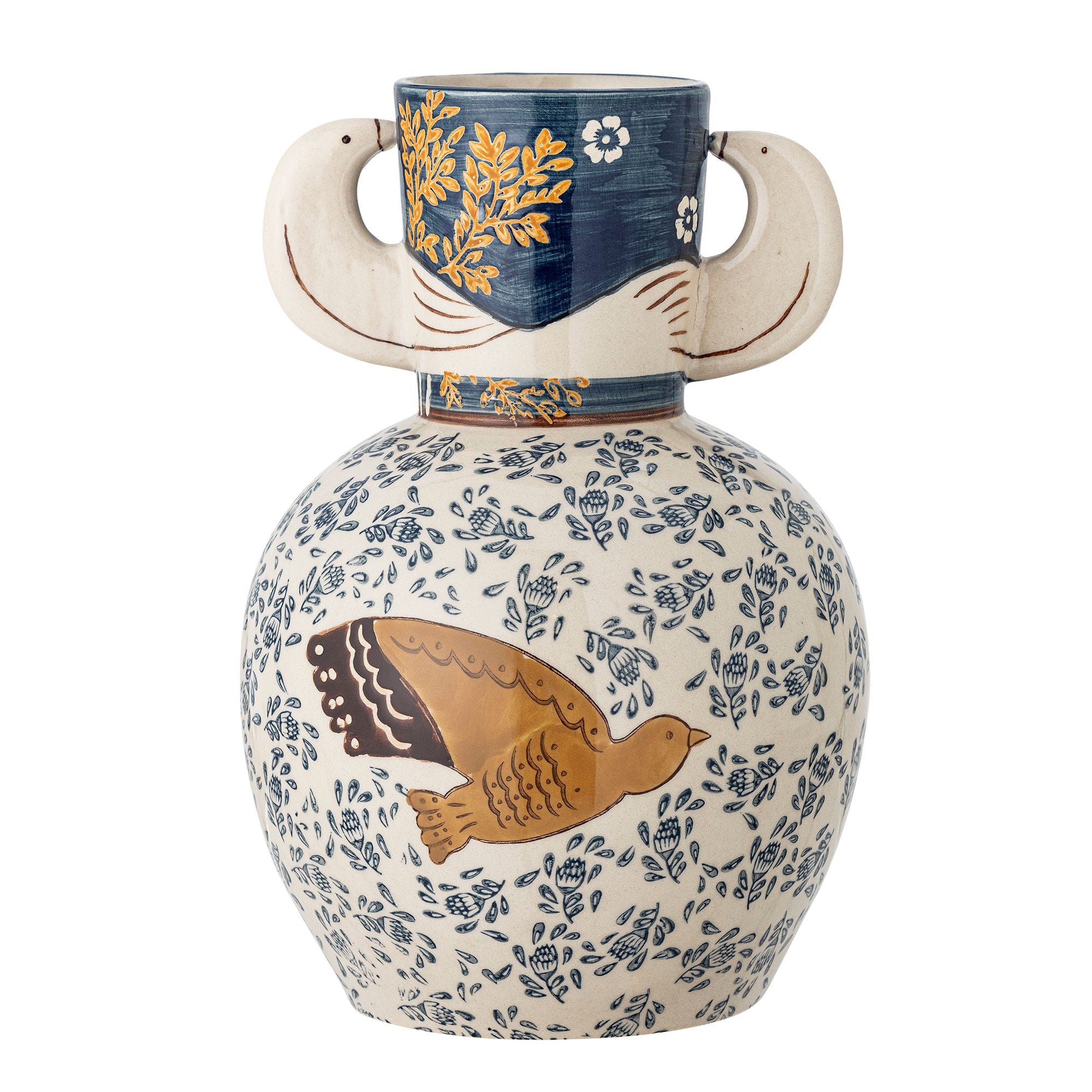 Bloomingville Hezha Vase, Blå, Stentøj Bloomingville Hezha Vase, Blå, Stentøj
