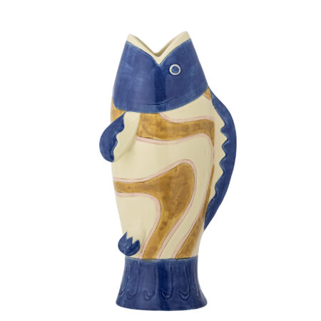 Bloomingville - Irving Vase, Blå, Stentøj, L11xH22xW7,5 cm