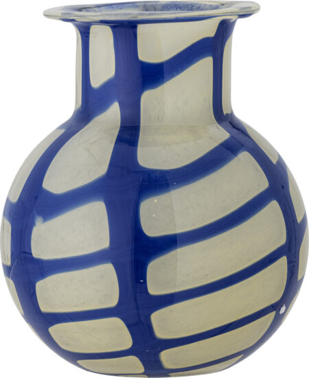Bloomingville - Kiran Vase - Blå - Glas - H 19 Cm