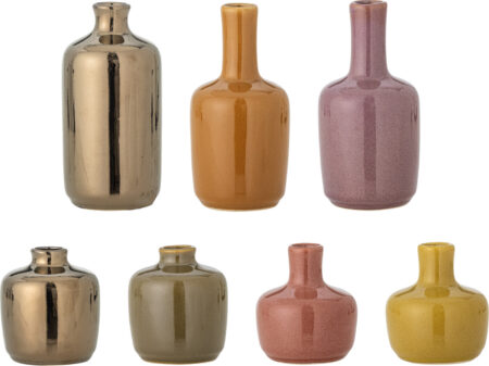 Bloomingville - Maien Vase - Brun - Stentøj - Sæt Med 7 Stk