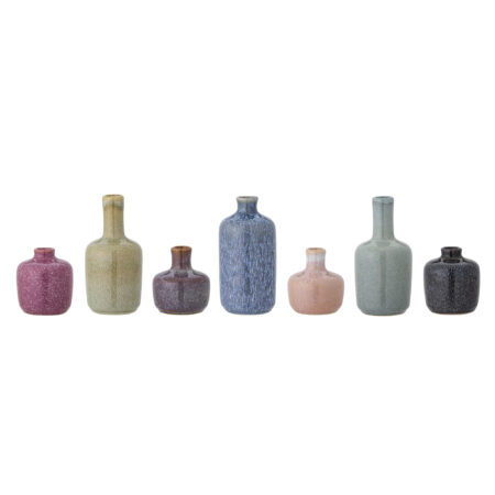 Bloomingville - Maien Vase, Multifarvet, Stentøj, D7xH14 cm, Set of 7
