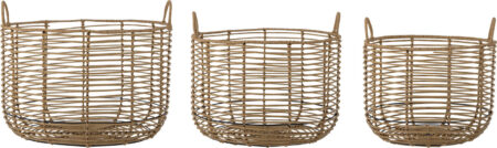 Bloomingville - Mekkel Kurv I Flet - Natur - Polyrattan - 3 Stk