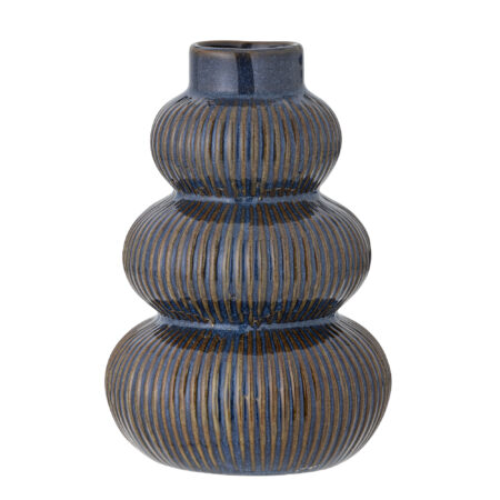 Bloomingville - Myrtle Vase, Blå, Stentøj, D14xH20 cm