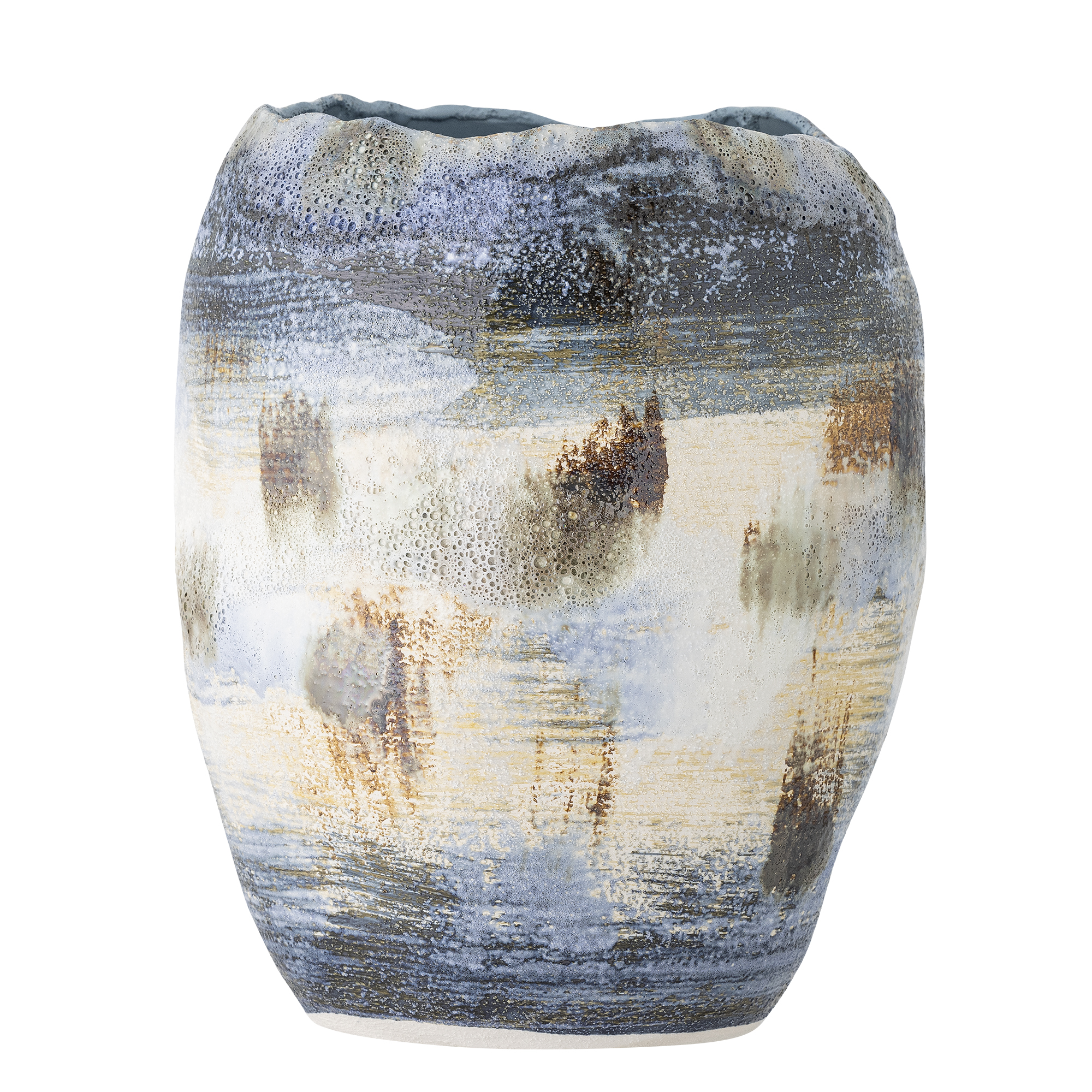 Bloomingville - Nienna Vase, Blå, Stentøj, D25,5xH31 cm Bloomingville - Nienna Vase, Blå, Stentøj, D25,5xH31 cm