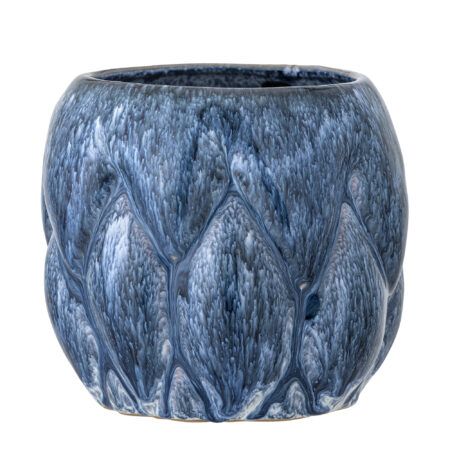 Bloomingville - Posey Urtepotteskjuler, Blå, Stentøj, D15xH14 cm