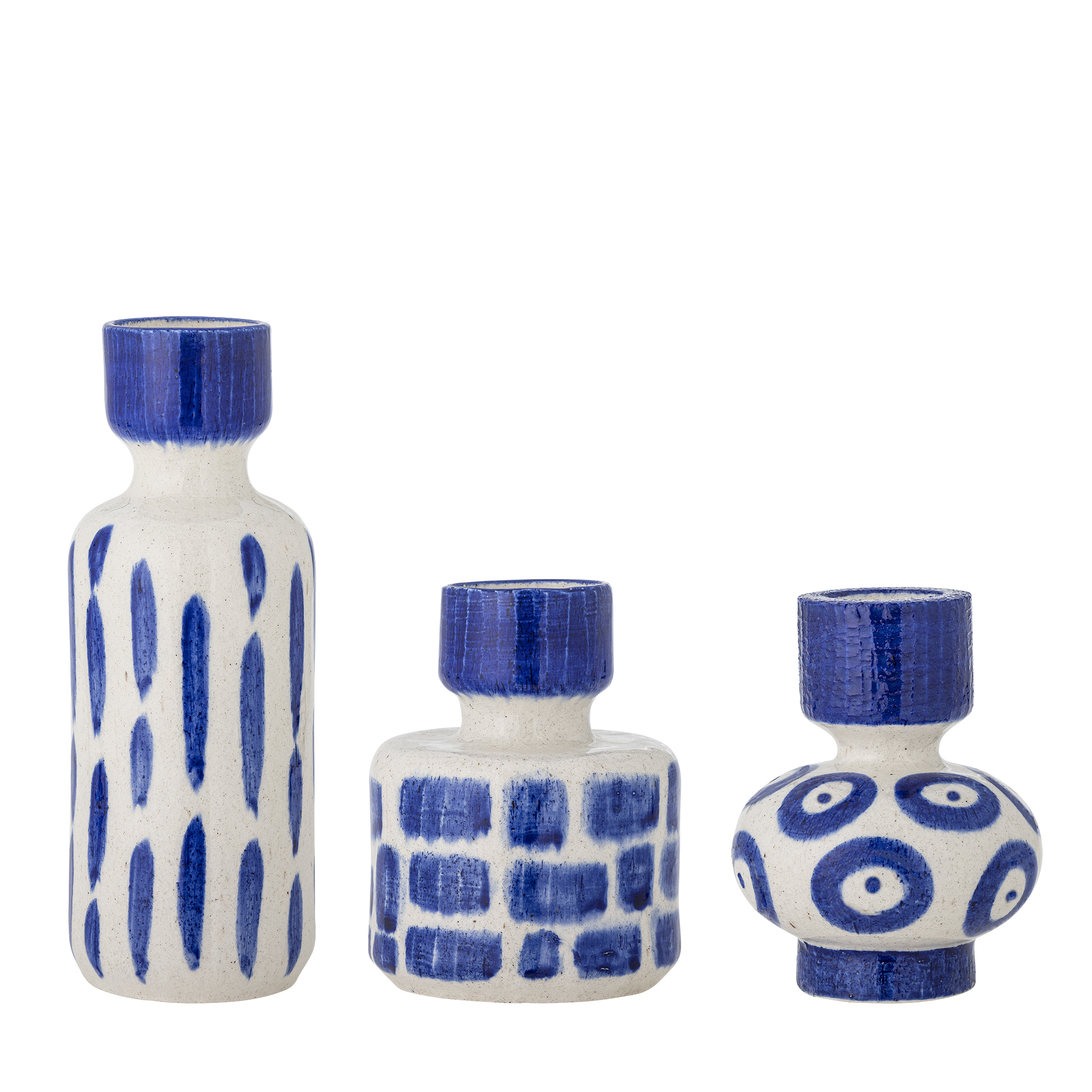 Bloomingville - Romane Vase, Blå, Stentøj, D11,5xH15,5/D12xH15,5/D10xH26 cm, Set of 3 Bloomingville - Romane Vase, Blå, Stentøj, D11,5xH15,5/D12xH15,5/D10xH26 cm, Set of 3