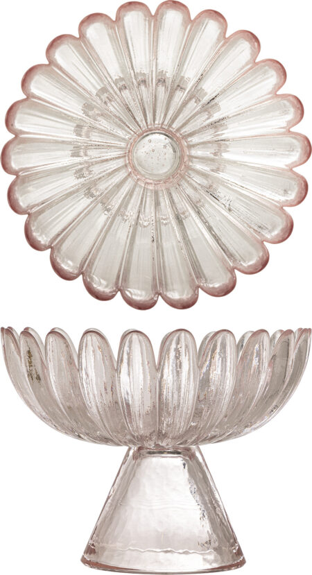Bloomingville - Skål På Opsats - Nalu - Rosa - Glas - 13x10 Mm