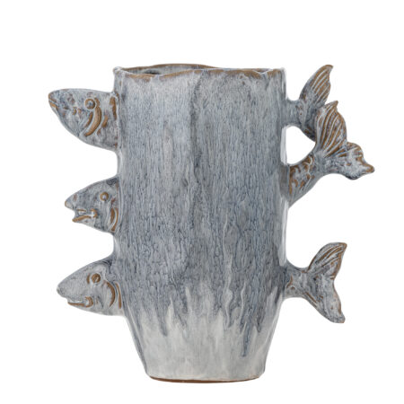 Bloomingville - Tace Vase, Blå, Stentøj, L23,5xH23xW13 cm