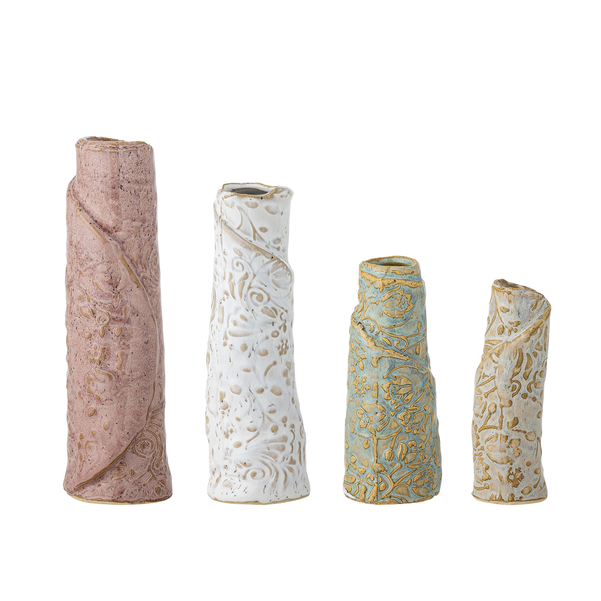 Bloomingville - Temple Vase, Brun, Stentøj, D3xH9/D4xH9,5/D4xH12,35/D4,5xH14,5 cm, Set of 4 Bloomingville - Temple Vase, Brun, Stentøj, D3xH9/D4xH9,5/D4xH12,35/D4,5xH14,5 cm, Set of 4