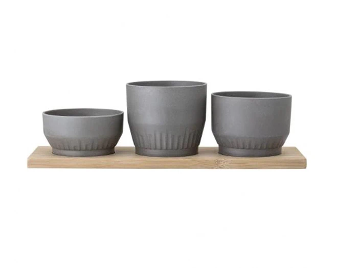 Bloomingville, Thorsten Urtepotteskjuler, Grå, Bambus, T:L40xW12,5 P:Ø12xH7/Ø12xH9/Ø12xH11 cm Bloomingville, Thorsten Urtepotteskjuler, Grå, Bambus, T:L40xW12,5 P:Ø12xH7/Ø12xH9/Ø12xH11 cm