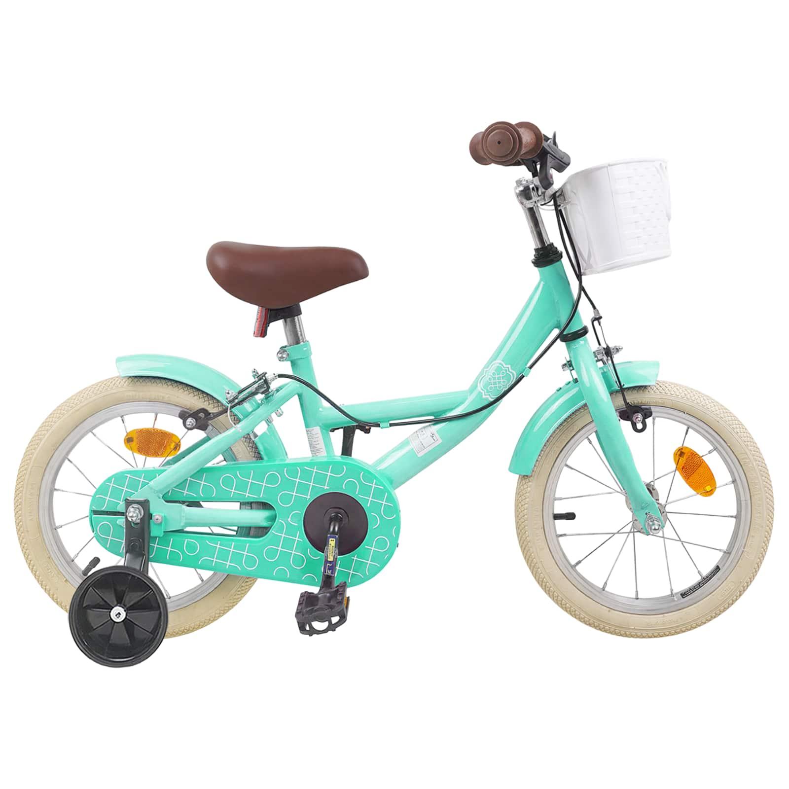 Børnecykel 12" til 2-4 år - havgrøn med støttehjul og kurv Børnecykel 12" til 2-4 år - havgrøn med støttehjul og kurv