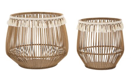 Boho chic kurve i rattan - 47x39x5 og 34x36x5 cm