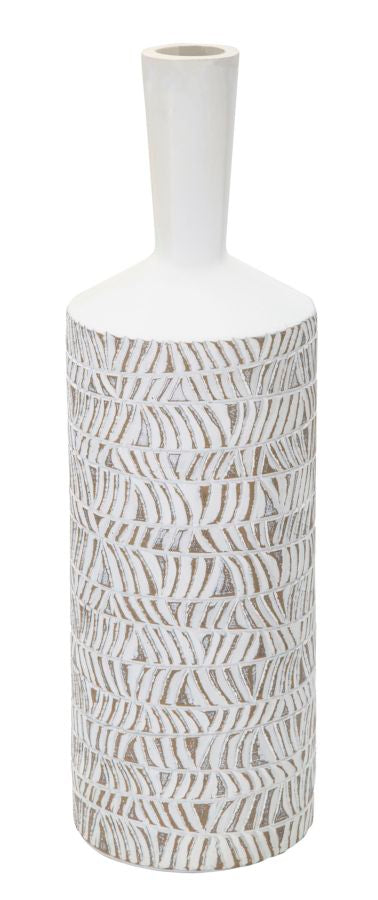 Boho chic vase i hvid, polyresin - 15x49x5 cm