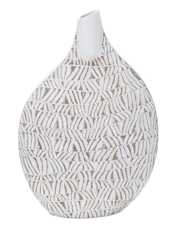 Boho chic vase i hvid, polyresin - 30x5x11 5x46x5 cm Boho chic vase i hvid, polyresin - 30x5x11 5x46x5 cm