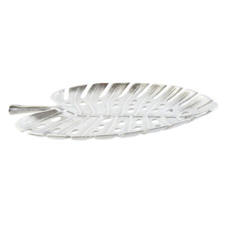 Borddekoration Home ESPRIT Sølvfarvet Aluminium Moderne Blad af en plante 38,5 x 28 x 3 cm