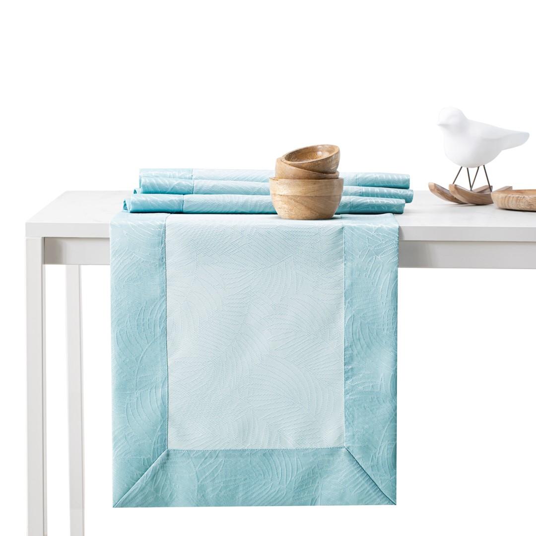 Bordløber AmeliaHome Gaia blå, præget plante, 40×140 cm Bordløber AmeliaHome Gaia blå, præget plante, 40×140 cm