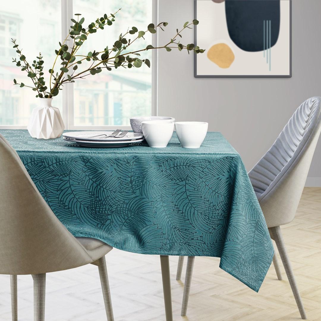 Bordløber AmeliaHome Gaia - havgrøn, præget plante, 40×40 cm Bordløber AmeliaHome Gaia - havgrøn, præget plante, 40×40 cm