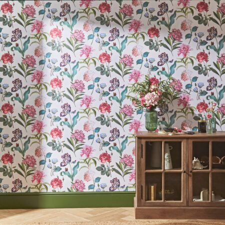 Botanical Garden Ivory Wallpaper White/Pink