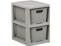 Branq BRANQ - Badeværelseshylde i rattan - 2x kurve - kommode - grå