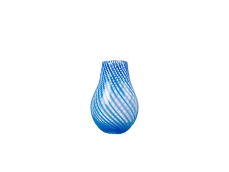 Broste CPH - Vase 'Ada Crosstripe' - Vase - Intense Blue - Ø15,5 x H22,5 cm