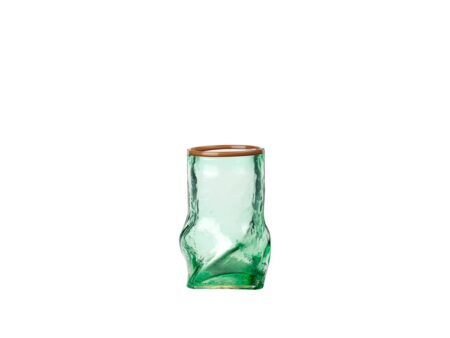 Broste CPH - Vase 'Ellen' Mundblæst Glas - Vase - Green/Toffee Brown - Ø12,2 x H22 cm