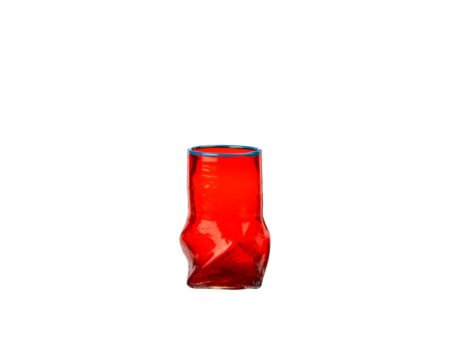 Broste CPH - Vase 'Ellen' Mundblæst Glas - Vase - Red/Pigeon Blue - Ø12,2 x H22 cm