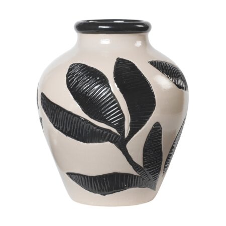 Broste Copenhagen Herbert vase 30 cm Black-rainy day green