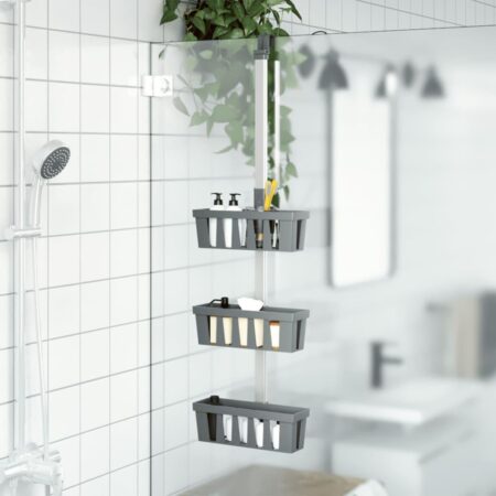 Brusehylde med 3 kurve - aluminium 30×15×67-105 cm