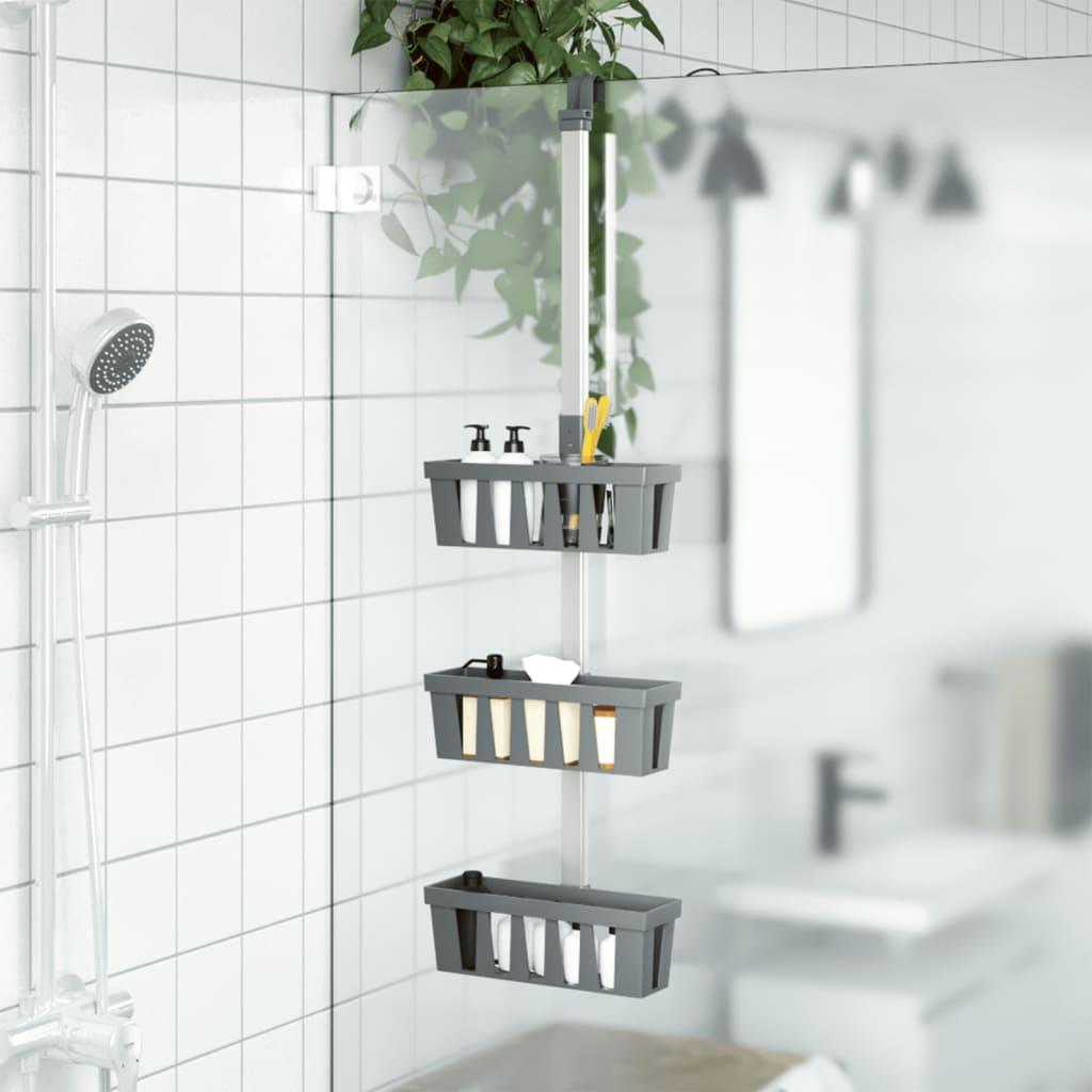 Brusehylde med 3 kurve - aluminium 30×15×67-105 cm Brusehylde med 3 kurve - aluminium 30×15×67-105 cm