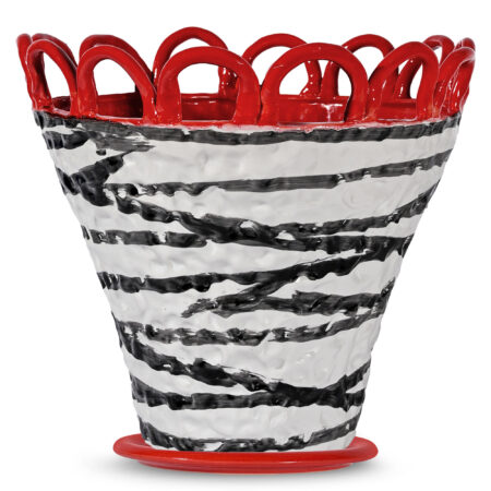 Byon Patty L krukke 30x26 cm, rød/zebrastribet