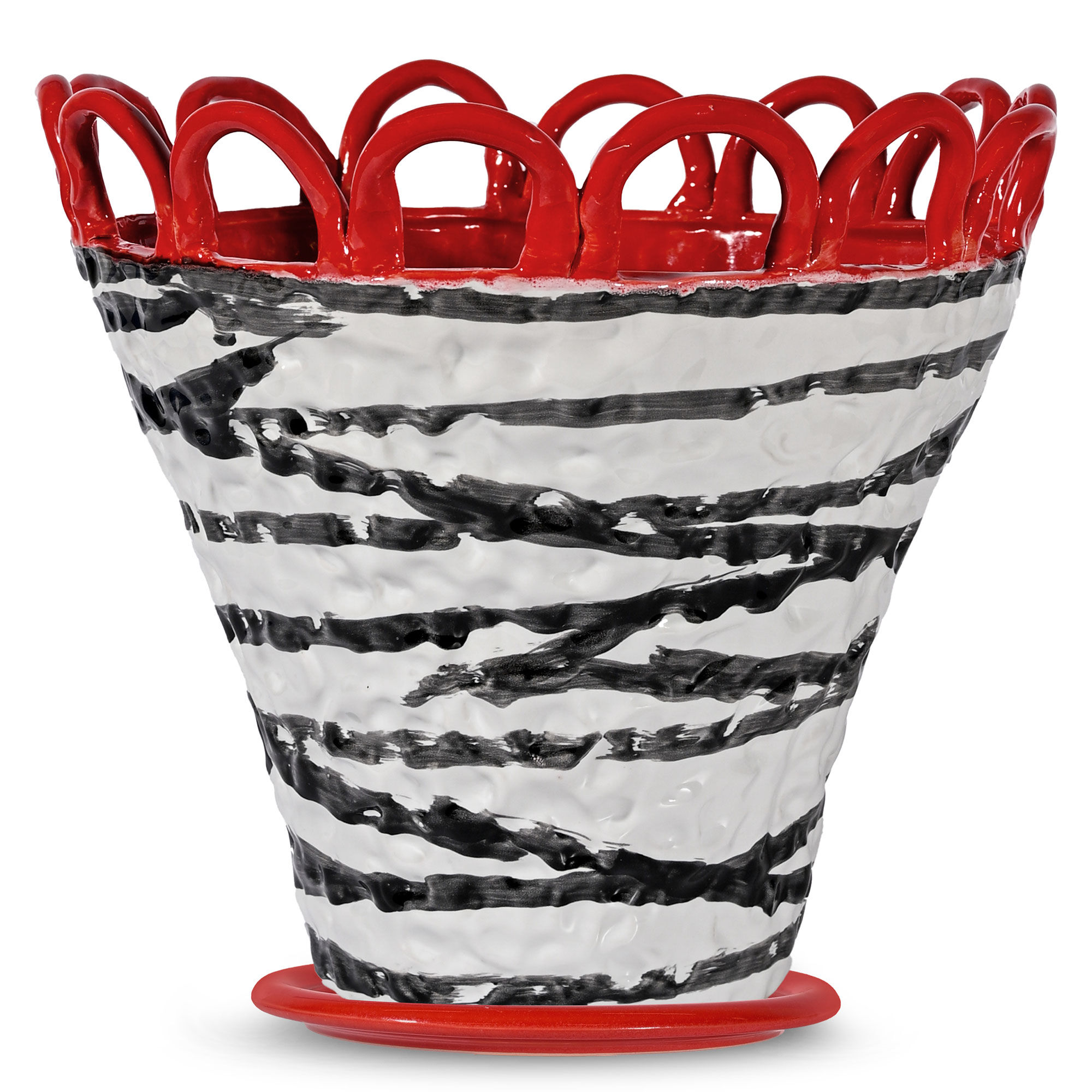 Byon Patty L krukke 30x26 cm, rød/zebrastribet Byon Patty L krukke 30x26 cm, rød/zebrastribet