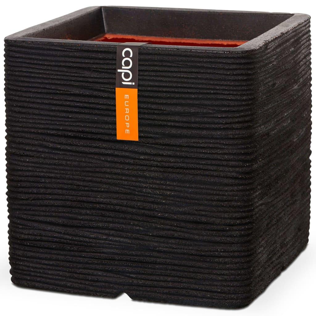 Capi plantekasse Nature Rib 30x30 cm firkantet sort KBLR902 Capi plantekasse Nature Rib 30x30 cm firkantet sort KBLR902