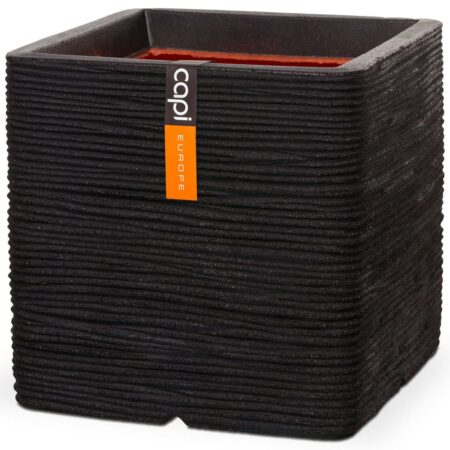Capi plantekasse Nature Rib 30x30 cm firkantet sort KBLR902