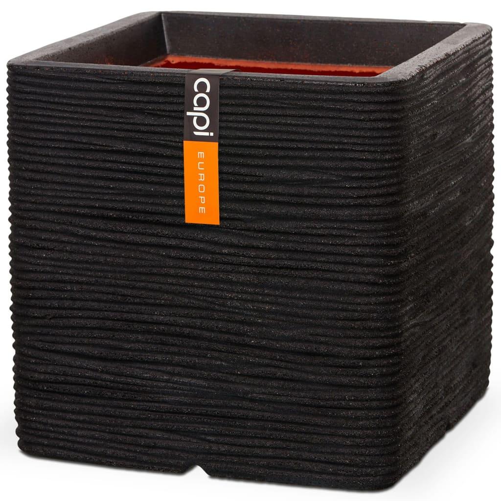 Capi plantekasse Nature Rib 40x40 cm firkantet sort KBLR903 Capi plantekasse Nature Rib 40x40 cm firkantet sort KBLR903