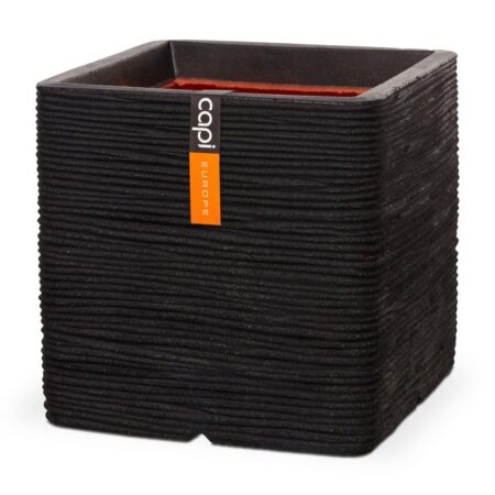 Capi plantekrukke Nature Rib firkantet 50 x 50 cm sort