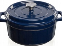 Cast iron pot Grand Feu, minimalist design Casserole with lid, 3.5l, dark blue color.