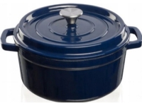 Cast iron pot Grand Feu, minimalist design Casserole with lid, 4.7l, dark blue color.