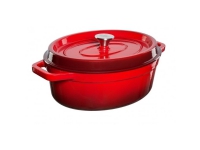 Cast iron pot Grand Feu, oval Casserole with lid, 5.6l, red color.