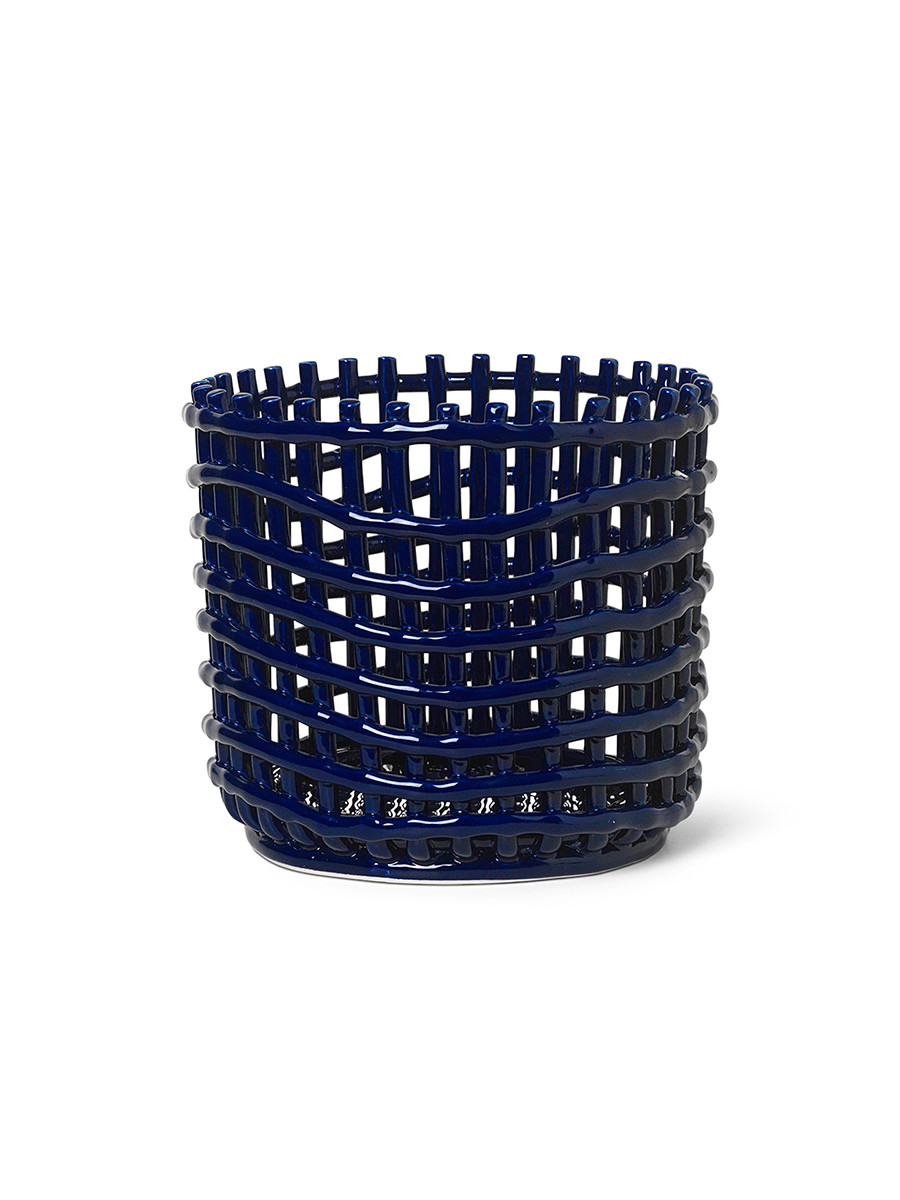 Ceramic Basket, large fra Ferm Living (Blue) Ceramic Basket, large fra Ferm Living (Blue)