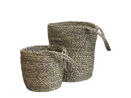 Chic Antique, Kurv til ophæng, Sort, Sæt af 2, Søgræs, H:30 x Dia:27 cm