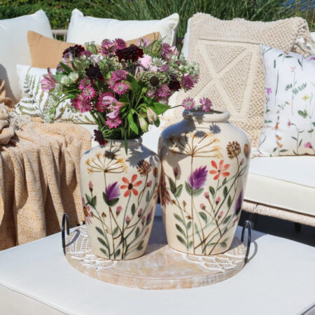 Chic Antique Vase m. Blomstermønster