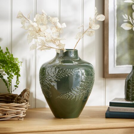 Churchgate Fern Ceramic Balloon Vase Olive